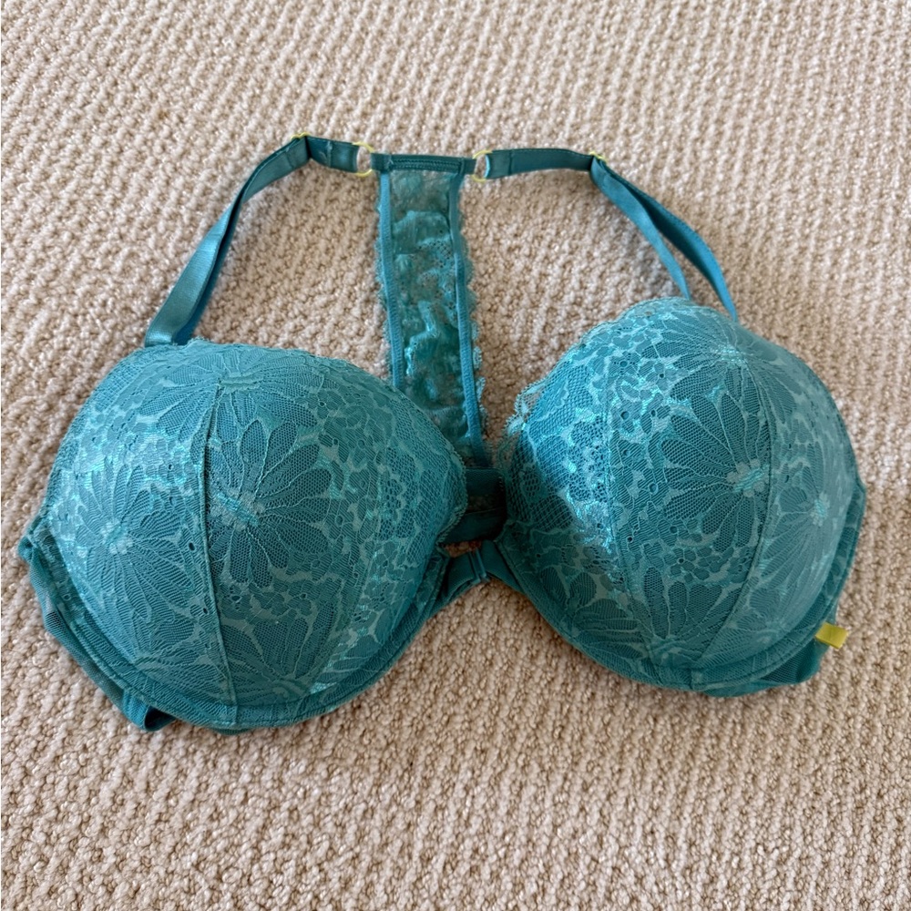 Victoria's Secret Blue Floral Embossed Bra